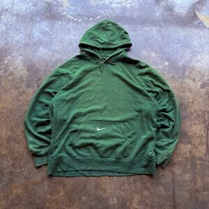 Vintage Baggy Boxy Y2K faded green nike center swoosh hoodie
